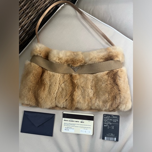 Prada Cream Mink Fur Shoulder Bag - Picture 7 of 11